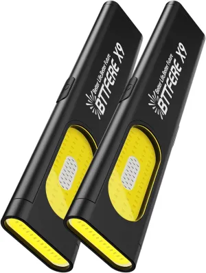 2 Pack Pocket Flashlight EDC Clip Light with Magnetic Base - 675 Lumen USB-C Rechargeable Slim Flat IPX4 Waterproof Dual Modes Compact LED Flashlight for Camping Travel Emergency