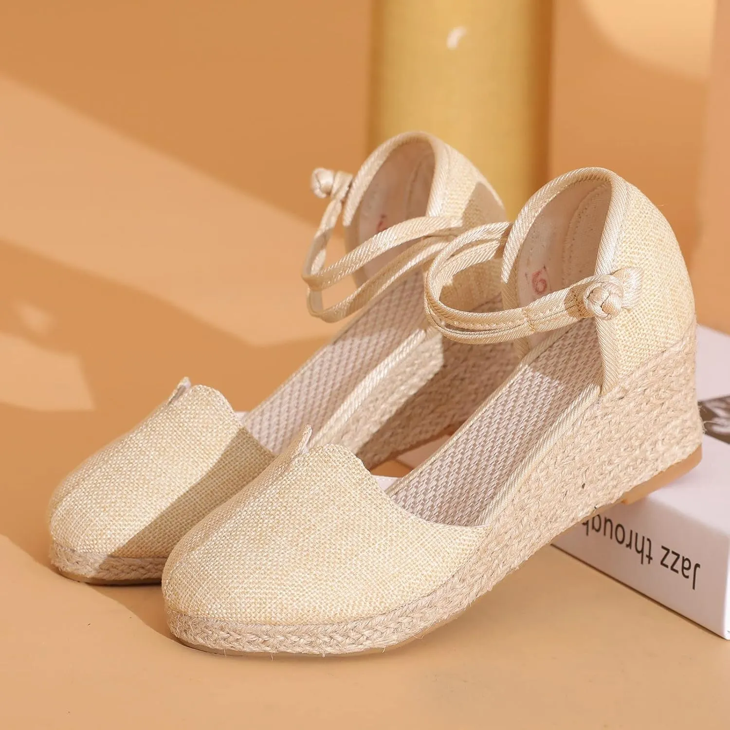2025 New Sandals for Women Dressy Summer Women's Ankle Strap Closed Toe Espadrille Wedge Sandals Dressy Platform Wedge Sandals Casual Shoes Closed Toe Sandals Beach Anti-Slip Sandals