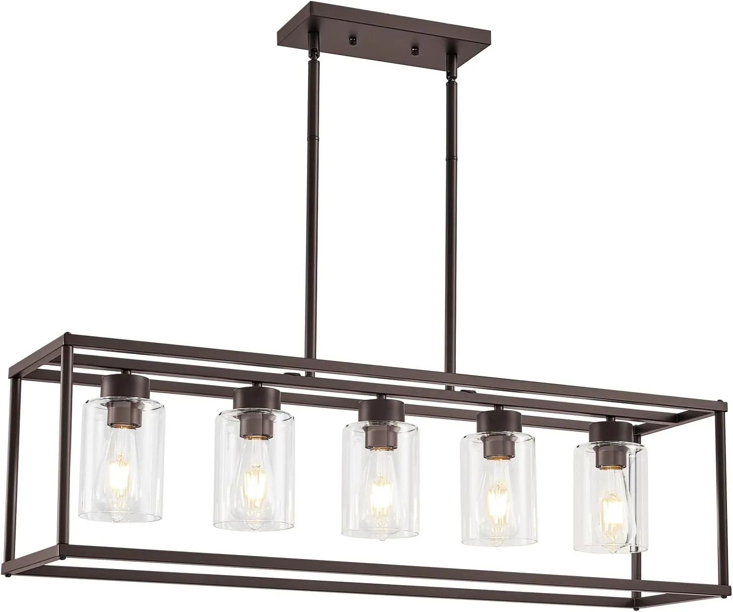 5 Light Oil Rubbed Bronze Dining Room Light Fixture Modern Farmhouse Chandelier Over Table Rectangle Kitchen Island Pendant Lighting Linear Chandelier Living Room Hanging Light Adjustable Height
