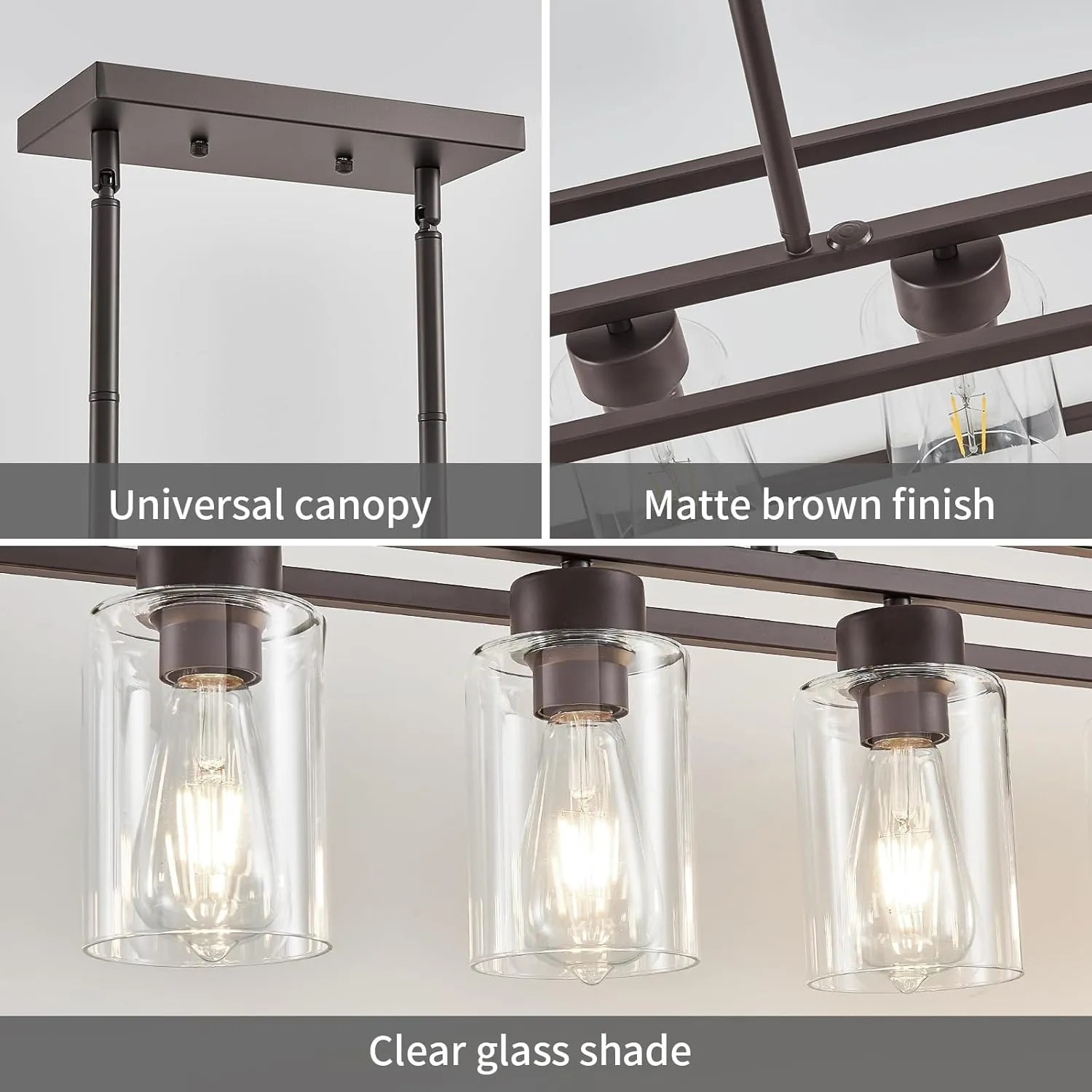 5 Light Oil Rubbed Bronze Dining Room Light Fixture Modern Farmhouse Chandelier Over Table Rectangle Kitchen Island Pendant Lighting Linear Chandelier Living Room Hanging Light Adjustable Height