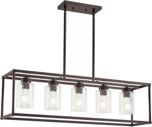 5 Light Oil Rubbed Bronze Dining Room Light Fixture Modern Farmhouse Chandelier Over Table Rectangle Kitchen Island Pendant Lighting Linear Chandelier Living Room Hanging Light Adjustable Height