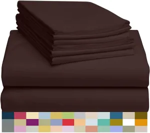 800-Thread-Count 100% Cotton Sheet Pure Brown King-Sheets Set, 4-Piece Long-Staple Cotton Best-Bedding Sheets for Bed, Soft & Silky Sateen Weave Fits Mattress Upto 16'' Deep Pocket