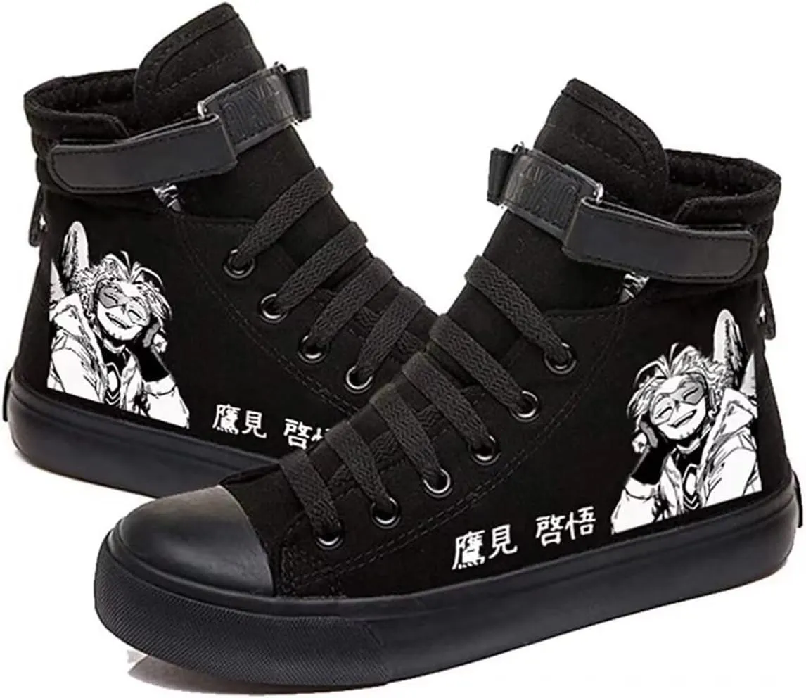 Anime MHA Shoes Unisex Canvas Sneakers High Top Lace ups Bakugou Katsuki Todoroki Shoto Hawks Dabi Shoes