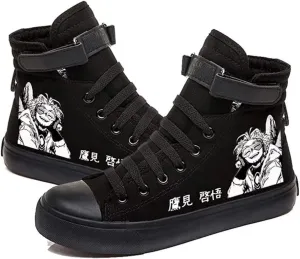 Anime MHA Shoes Unisex Canvas Sneakers High Top Lace ups Bakugou Katsuki Todoroki Shoto Hawks Dabi Shoes