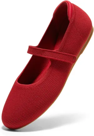 Arromic Ballet Flats for Women Round Toe Mary Jane Shoes Comfortable Dressy Women Flats Adjustable Straps Washable Knit Slip On Shoes