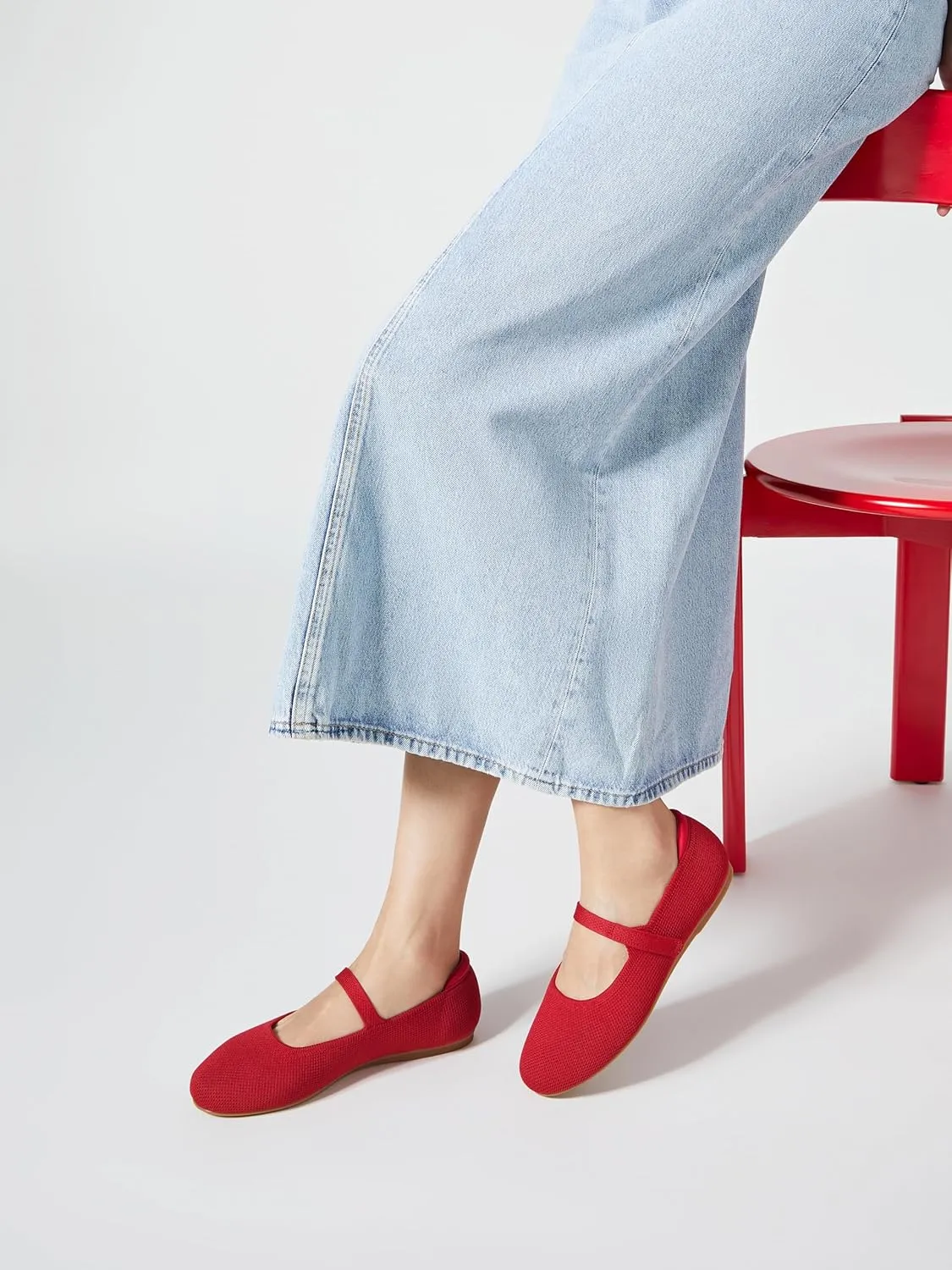 Arromic Ballet Flats for Women Round Toe Mary Jane Shoes Comfortable Dressy Women Flats Adjustable Straps Washable Knit Slip On Shoes
