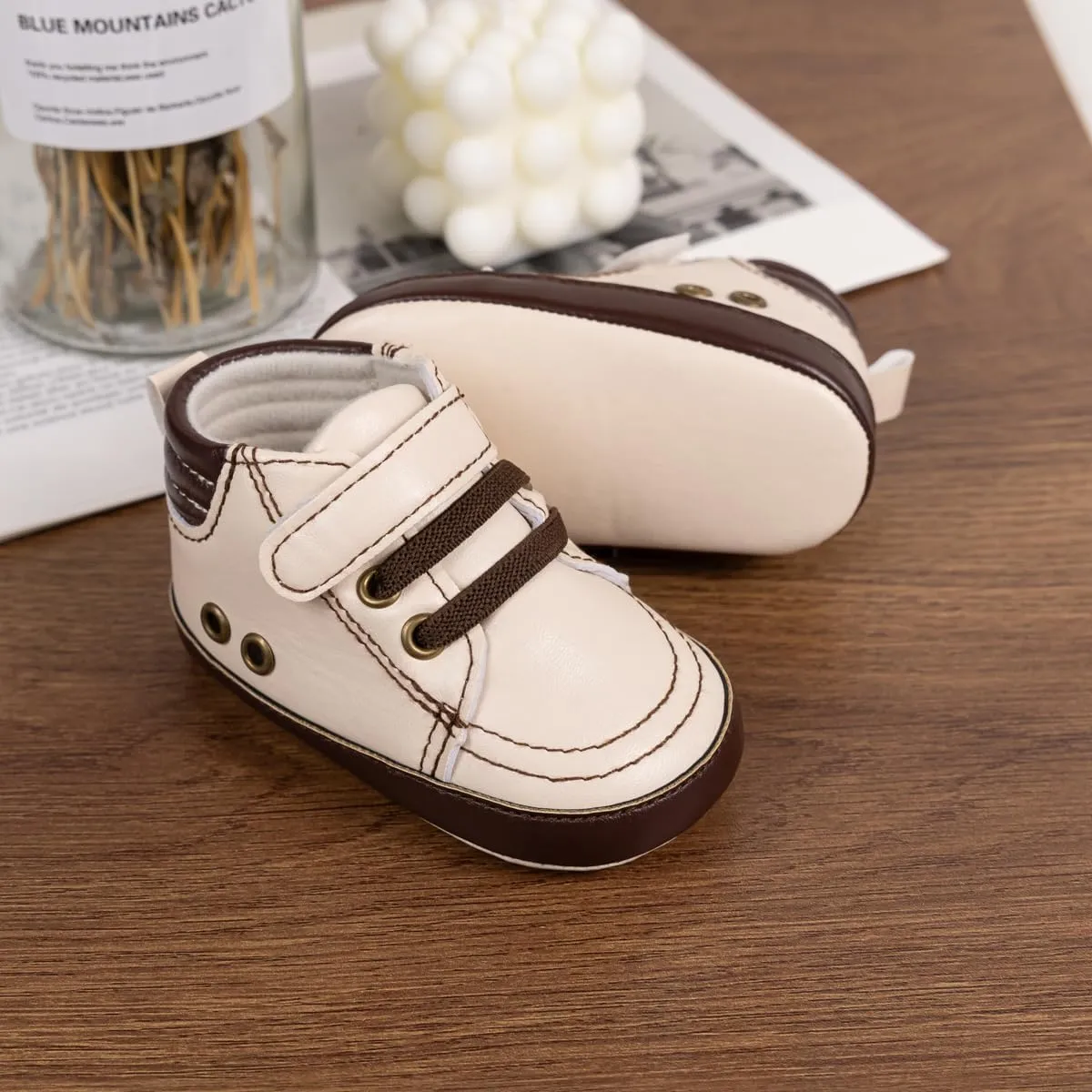 Babelvit Baby Boy Girl Soft Sole Canvas Sneakers Sparkle High Top Lace Up Infant Unisex Ankle Shoes Boots Toddler Newborn Prewalker First Baby Walking Crib Shoes