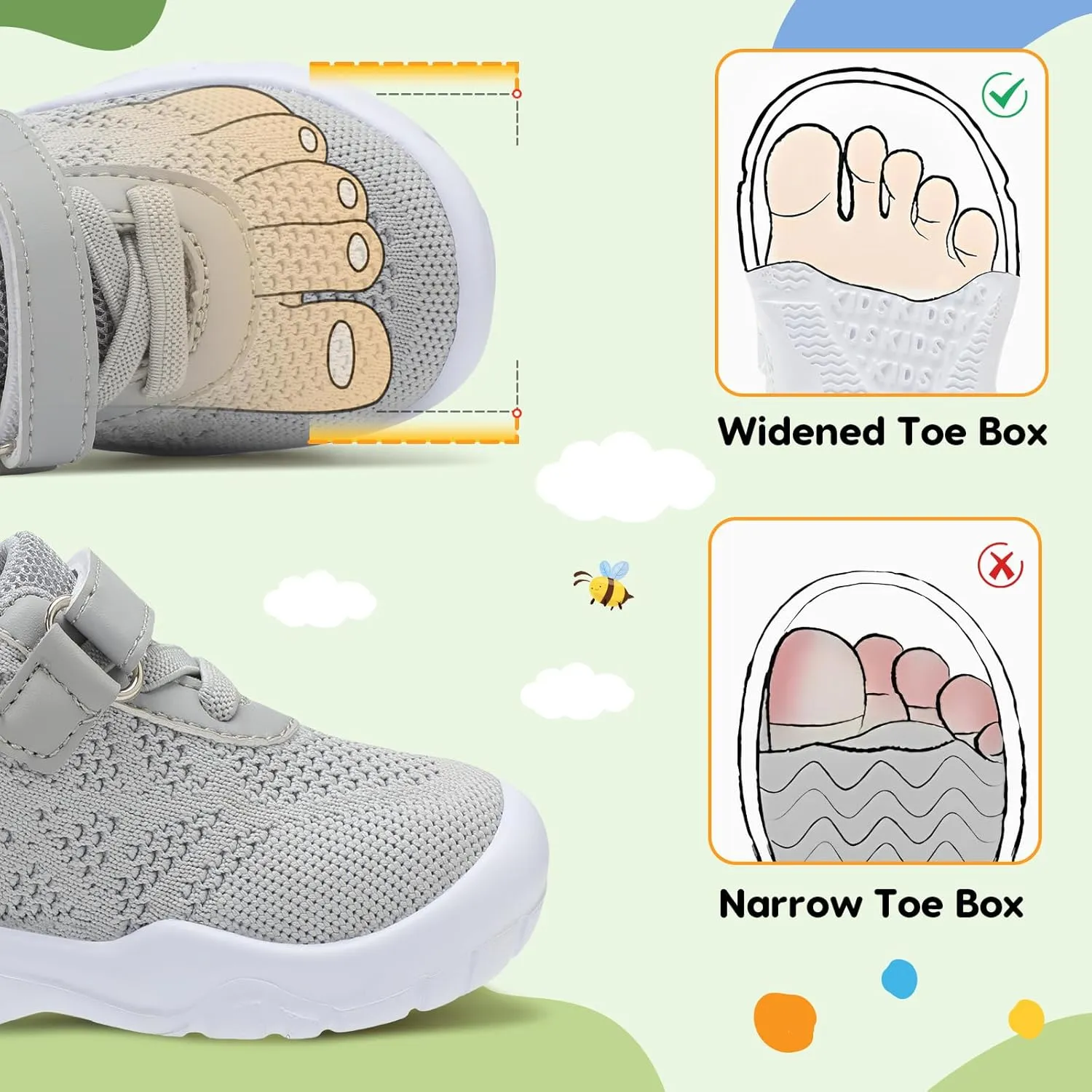 BARERUN Toddler Shoes Boys Girls Barefoot Shoes Kids Breathable Sneakers School Tennis Shoes Slip on Running Shoes Infant Toddler Walking Shoes