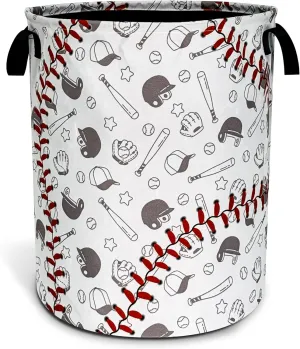 Baseball Laundry Basket Texture Pattern Foldable Oxford Cloth Funny Tote Bag Laundry Hamper Clothes Storage Bucket Organizer For Bathroom/Laundry Storage/Bedroom 18.9x16.5 Inch