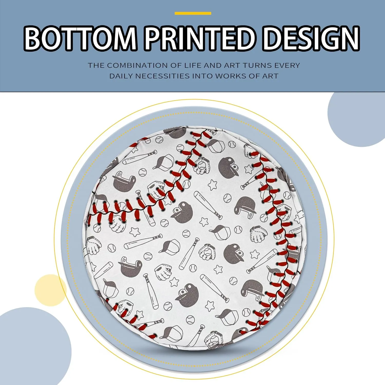 Baseball Laundry Basket Texture Pattern Foldable Oxford Cloth Funny Tote Bag Laundry Hamper Clothes Storage Bucket Organizer For Bathroom/Laundry Storage/Bedroom 18.9x16.5 Inch