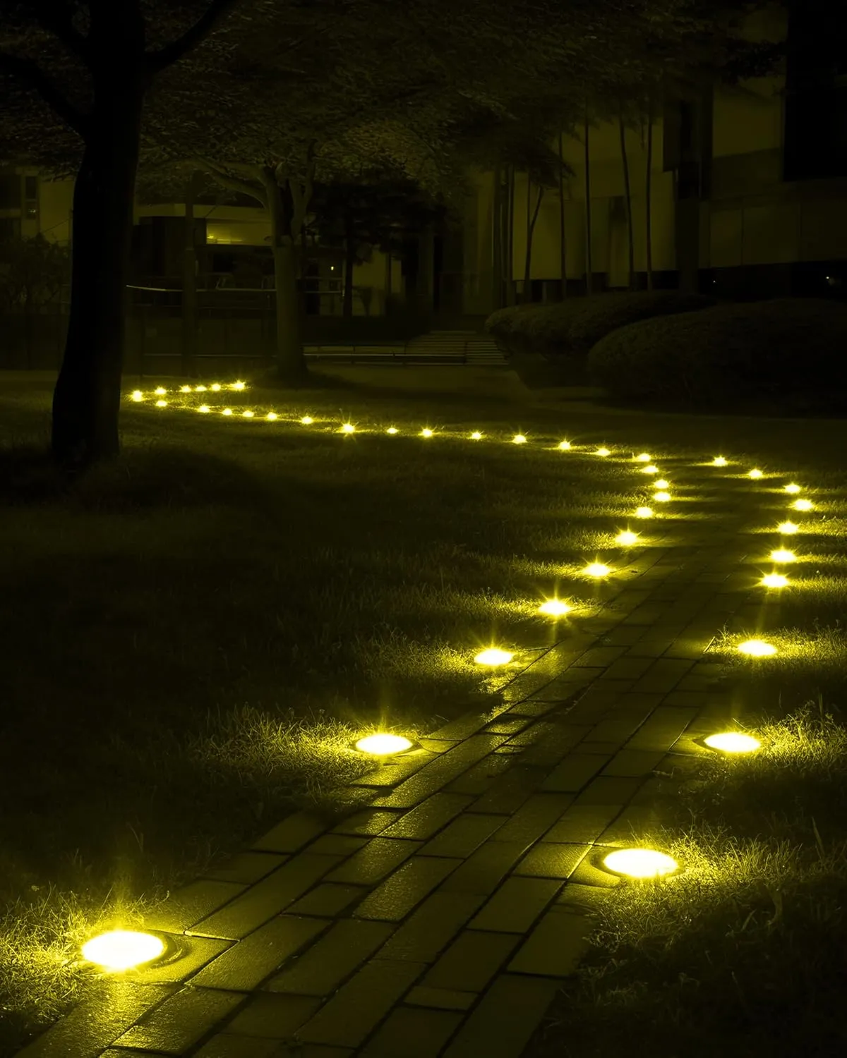 Biling Solar Outdoor Lights 12 Pack - 12 LED Flat Pathway Lights, Waterproof, Solar Powered for Yard Walkway Garden Driveway (Warm White)