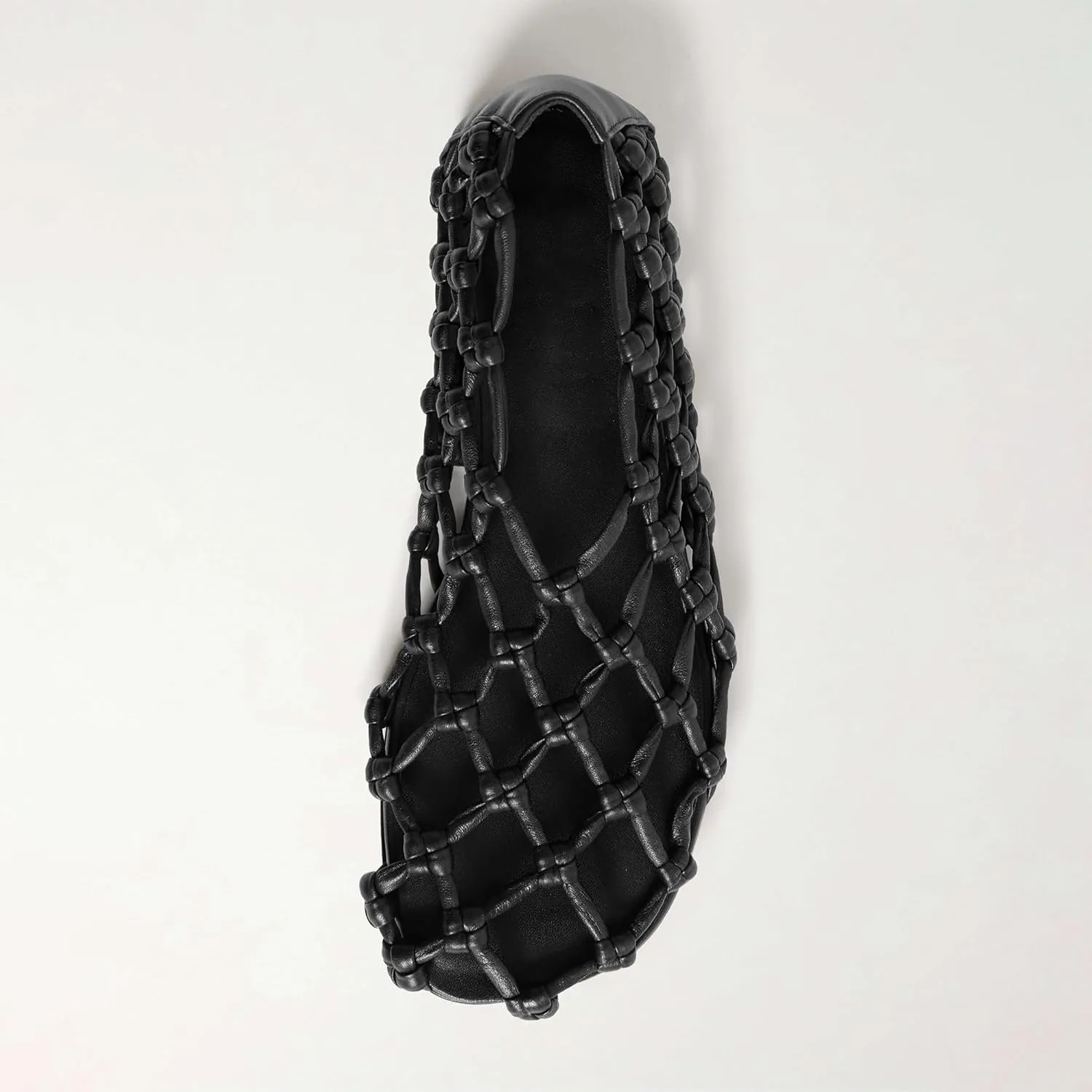 Black Jelly Mesh Ballet Flats for Women Woven Hollow Beach Ballerina Flats Comfortable Casual Slip on Mary Jane Flats