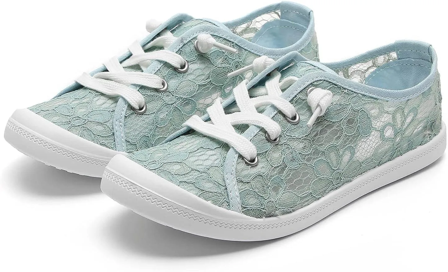 BORAMAX Women's Canvas Sneakers Low Cut Canvas Shoes Lace Up Fashion Tennis Shoes Breathable Flats Bride Lace Sneakers