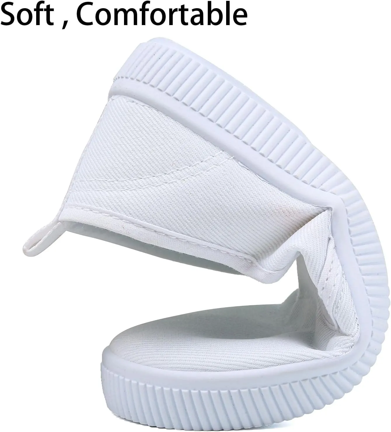 Boy's Girl's Kids White Canvas Shoes for Kids Slip-On Lightweight Sneakers Casual Skin-Friendly Walking Running Shoes(Toddler/Little Kids/Big Kids)