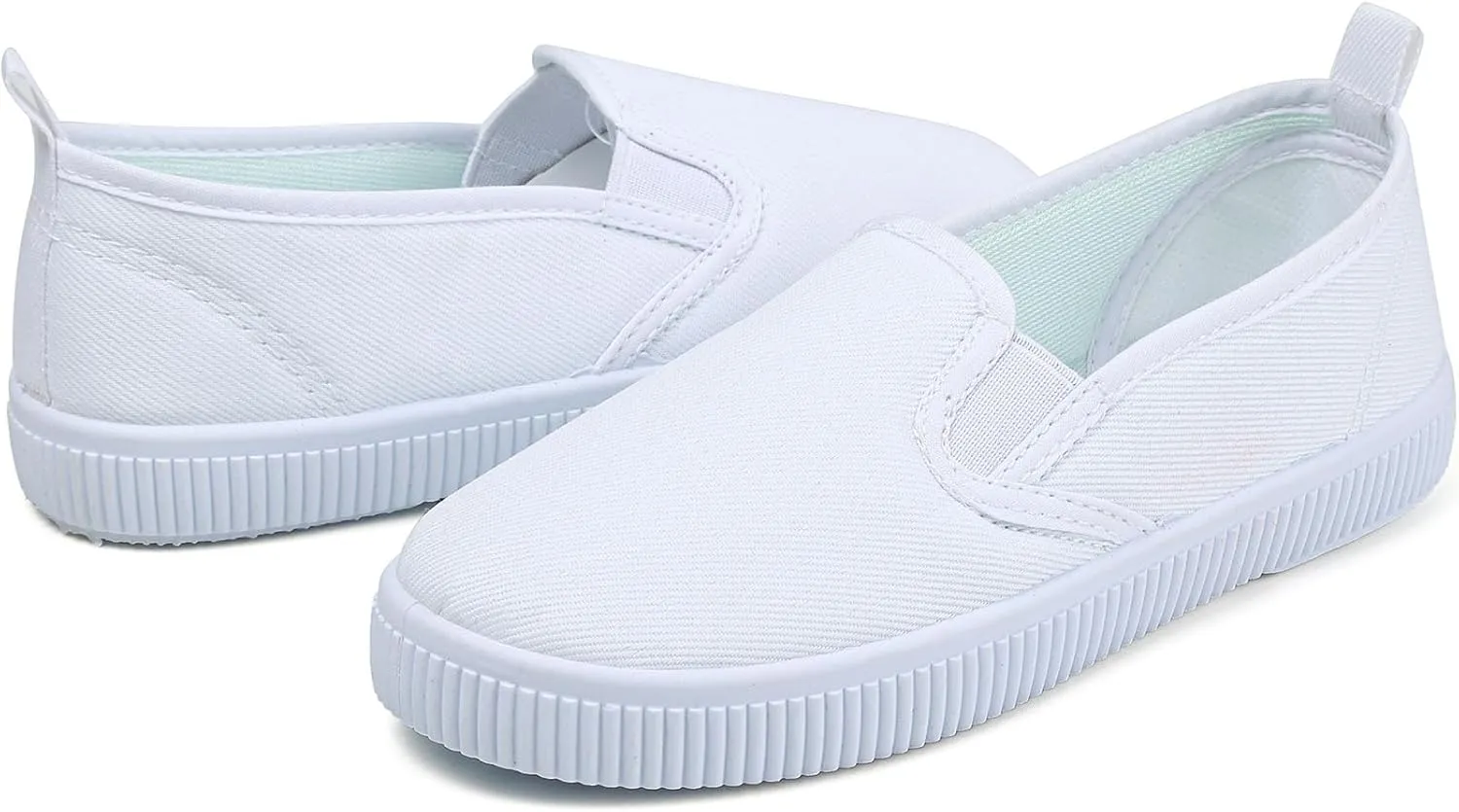 Boy's Girl's Kids White Canvas Shoes for Kids Slip-On Lightweight Sneakers Casual Skin-Friendly Walking Running Shoes(Toddler/Little Kids/Big Kids)