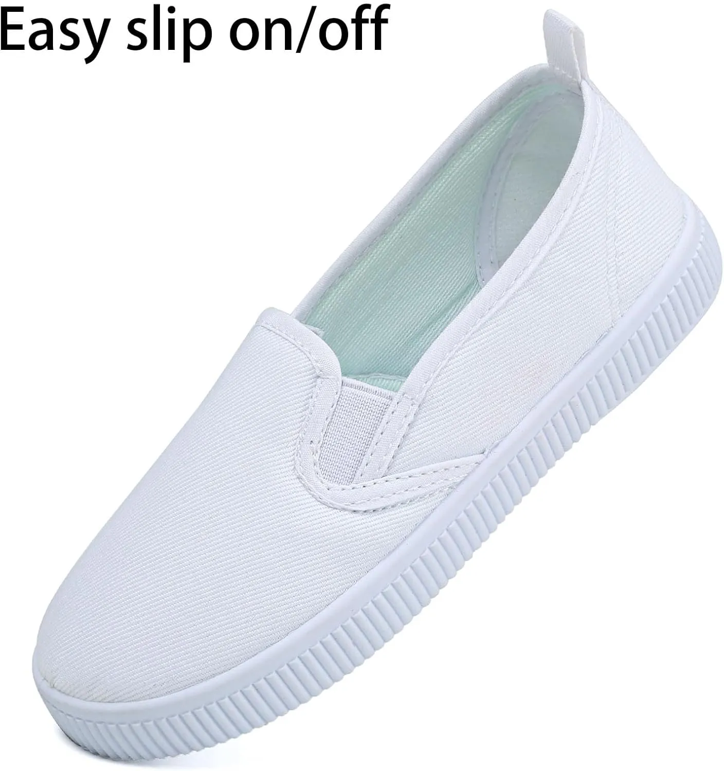 Boy's Girl's Kids White Canvas Shoes for Kids Slip-On Lightweight Sneakers Casual Skin-Friendly Walking Running Shoes(Toddler/Little Kids/Big Kids)