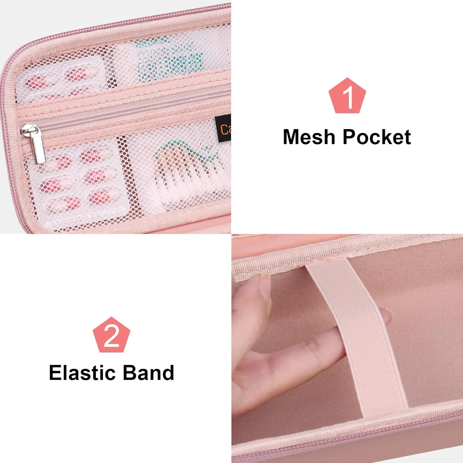 Canboc Carrying Case for Asthma Inhaler, Handheld Spacer for Adults and Kids, Mask, Inhaler Spacer Bag with Removable Shoulder Strap, Mesh Pocket fit Medicine or Essentials, Rose Gold (Case Only)