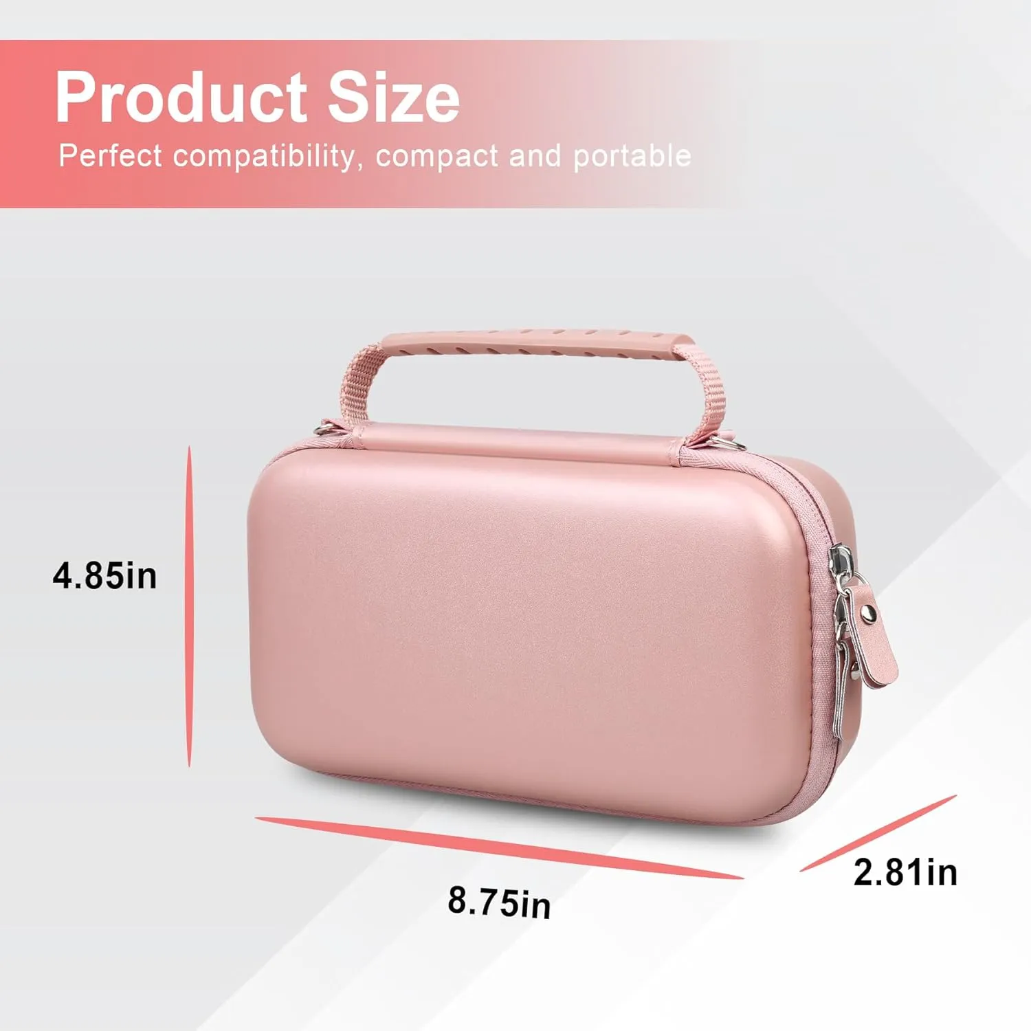 Canboc Carrying Case for Asthma Inhaler, Handheld Spacer for Adults and Kids, Mask, Inhaler Spacer Bag with Removable Shoulder Strap, Mesh Pocket fit Medicine or Essentials, Rose Gold (Case Only)