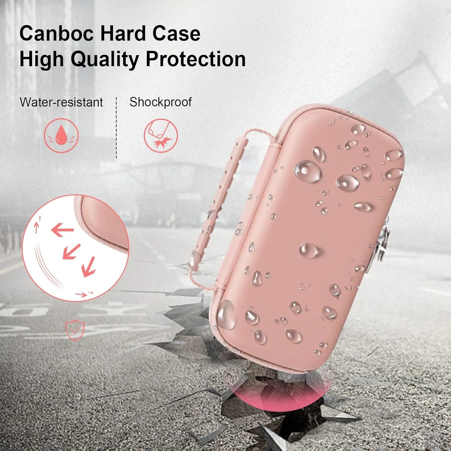 Canboc Hard Travel Case for Portable Handheld Inhaler Nebulizer, Home Compression Nebulizer for Adults and Kids, Mesh Pocket fit Packets of Medication or Other Essentials, Rose Gold (Case Only)