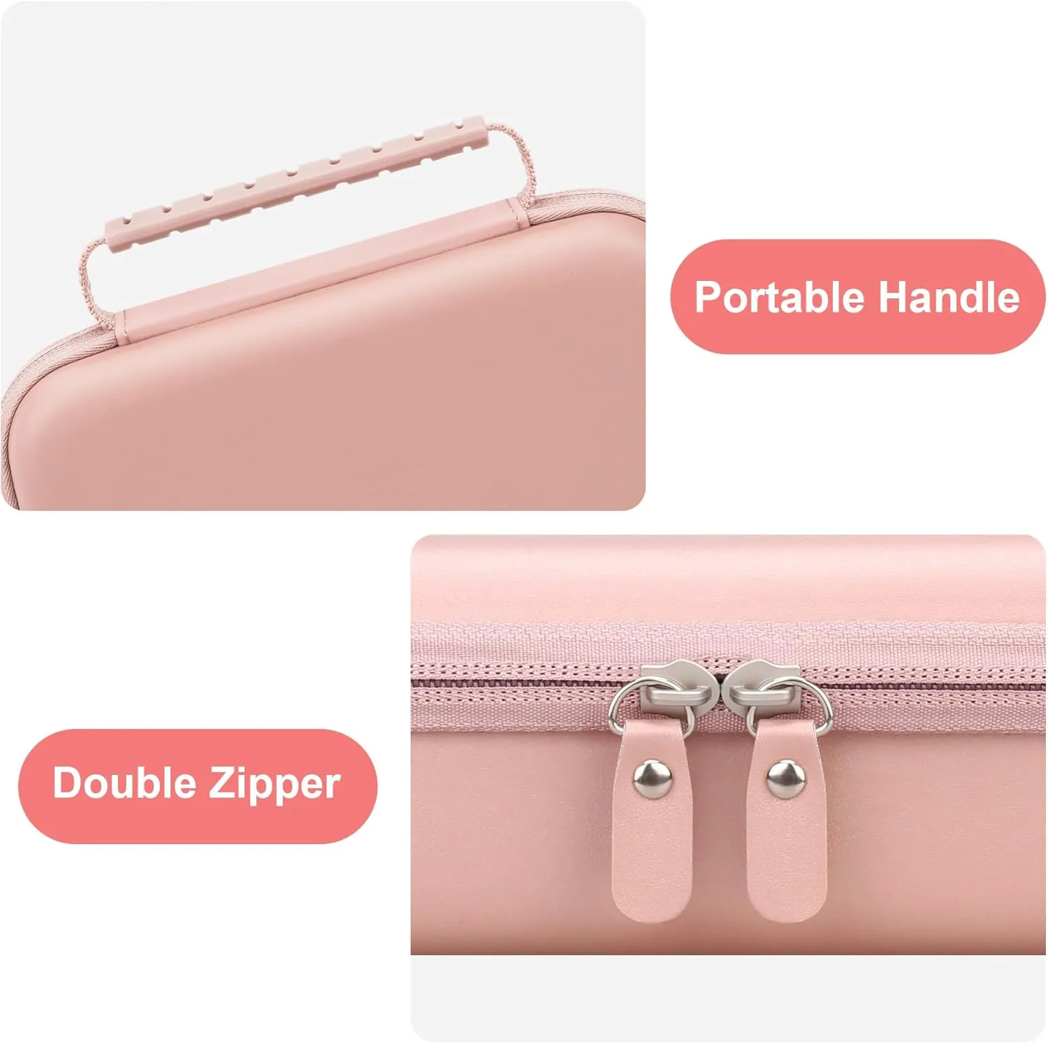 Canboc Hard Travel Case for Portable Handheld Inhaler Nebulizer, Home Compression Nebulizer for Adults and Kids, Mesh Pocket fit Packets of Medication or Other Essentials, Rose Gold (Case Only)