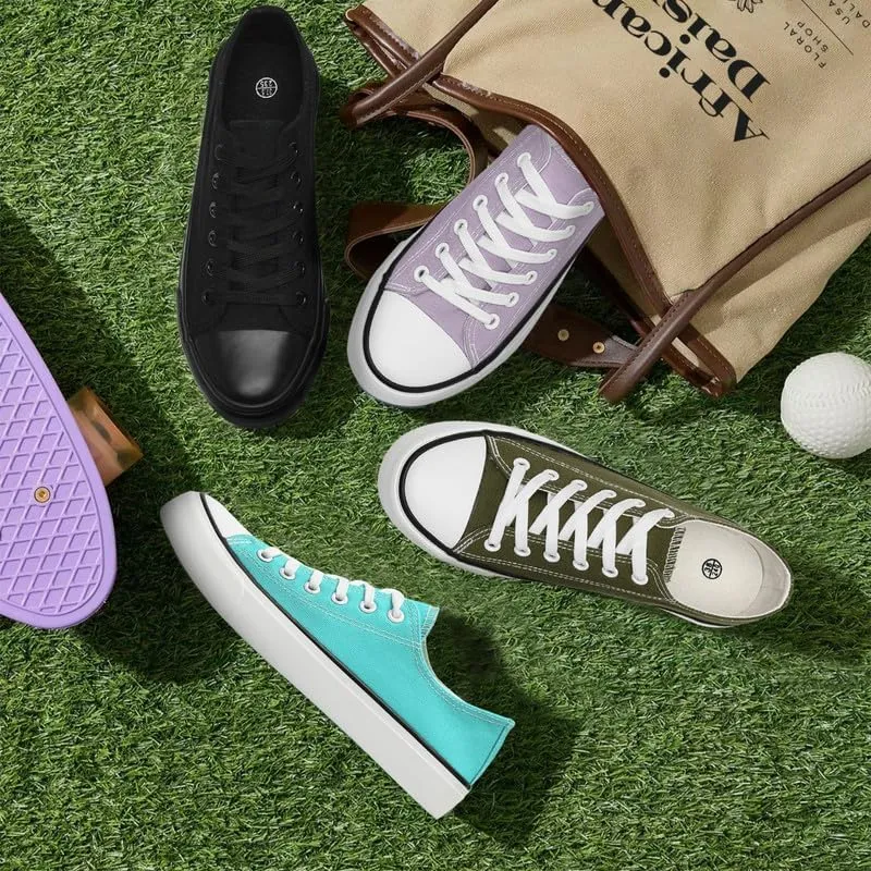 Canvas Shoes for Women Men Low Top Lace Up Sneakers Canvas Fashion Sneakers Classic Casual Walking Shoes Comfortable Breathable