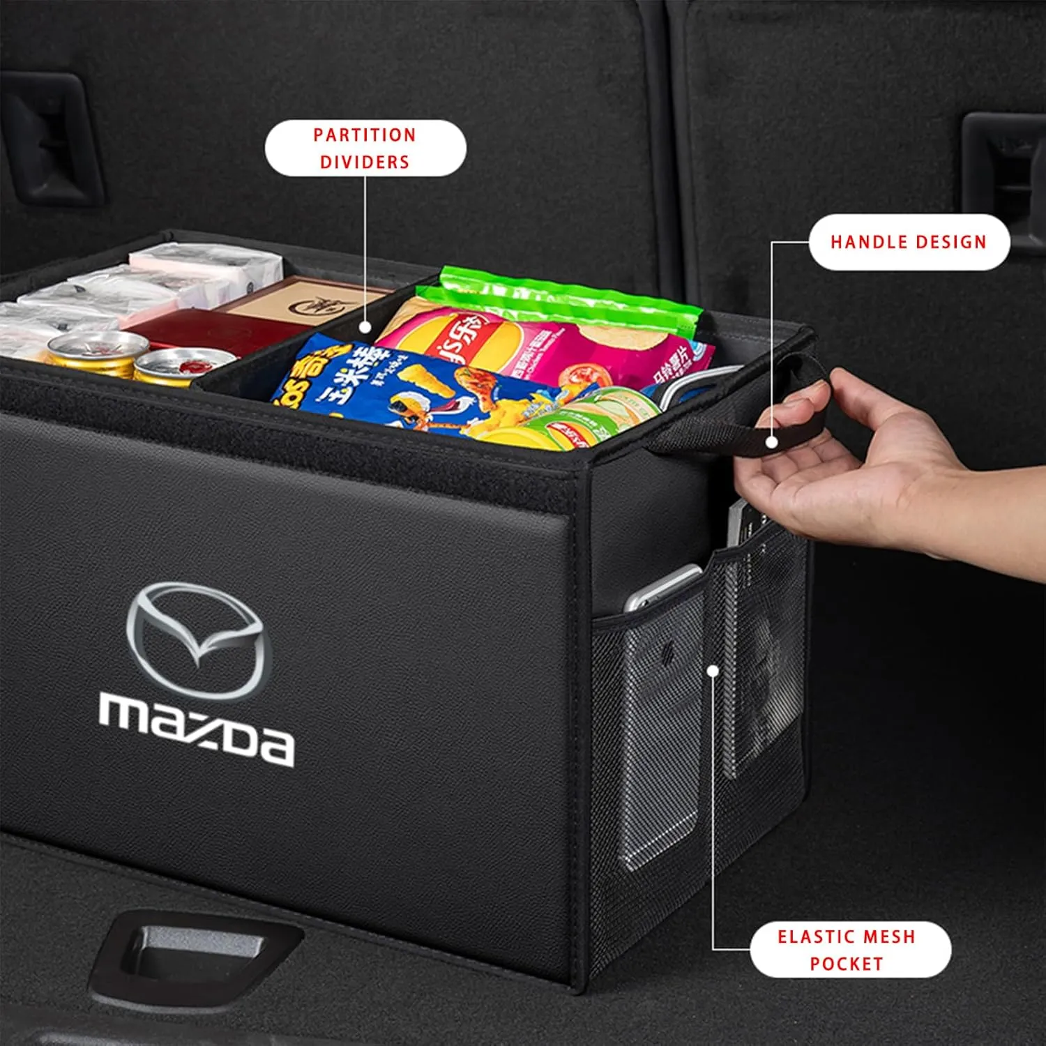 Car Trunk Organizer for Mazda 6 Sedan GH 2008-2010 Thickened Car Boot Tidy Storage Box Tailor-made Lidded Storage Bins for Home Car Outdoor Camping Travel,D
