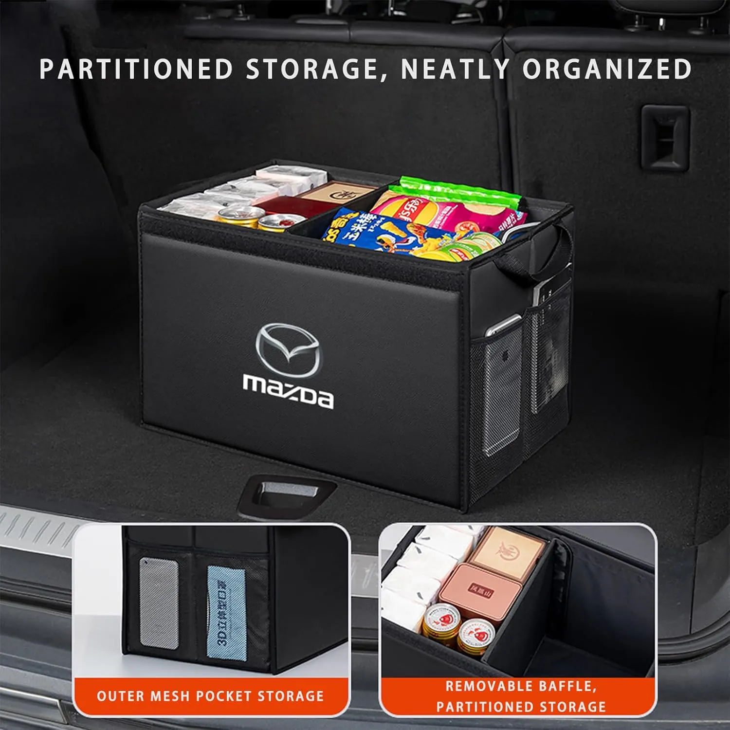 Car Trunk Organizer for Mazda 6 Sedan GH 2008-2010 Thickened Car Boot Tidy Storage Box Tailor-made Lidded Storage Bins for Home Car Outdoor Camping Travel,D