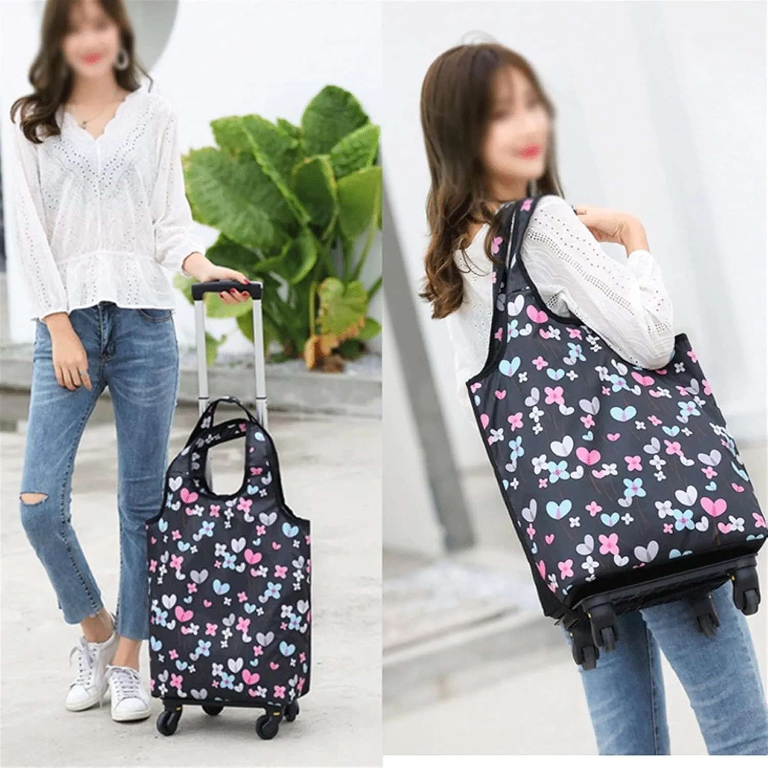 Cart Folding Shopping Bag Portable Shopping Cart on Wheels Shopping Organizer Tug for Laundry Book Luggage Travel Vertical Shopping cart