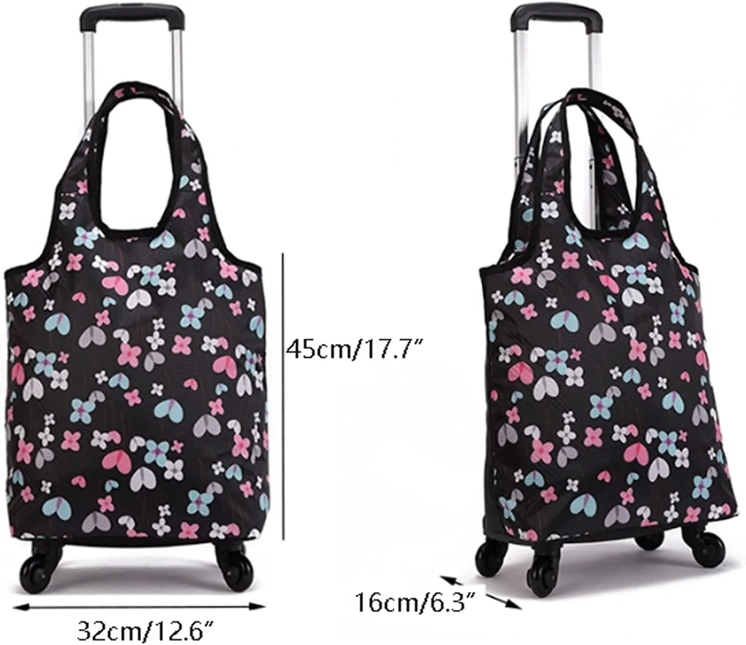 Cart Folding Shopping Bag Portable Shopping Cart on Wheels Shopping Organizer Tug for Laundry Book Luggage Travel Vertical Shopping cart