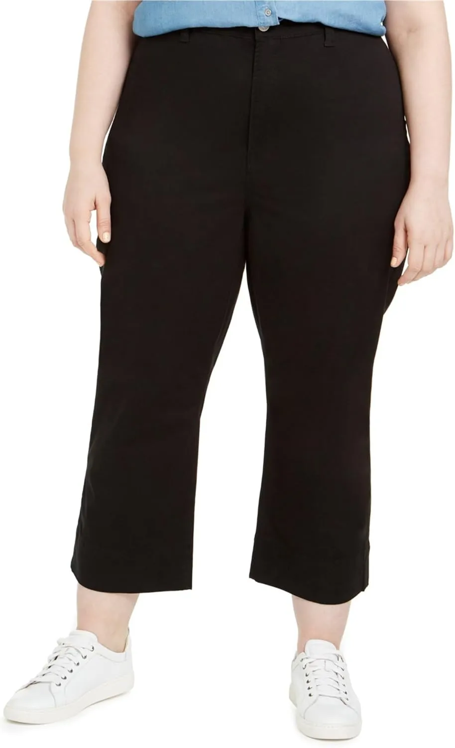 Celebrity Pink Womens Montauk High-Rise Casual Cropped Pants, Black, Plus Size, 18W