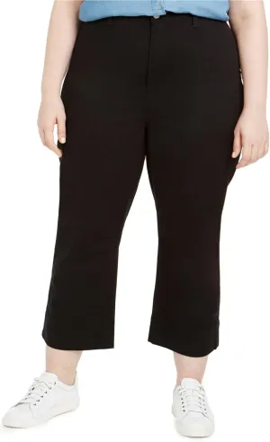 Celebrity Pink Womens Montauk High-Rise Casual Cropped Pants, Black, Plus Size, 18W