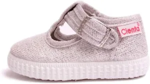 Cienta® Kid's 51013.26 T Strap Silver Sparkle Canvas Girl 21 M EU/5 M US Toddler