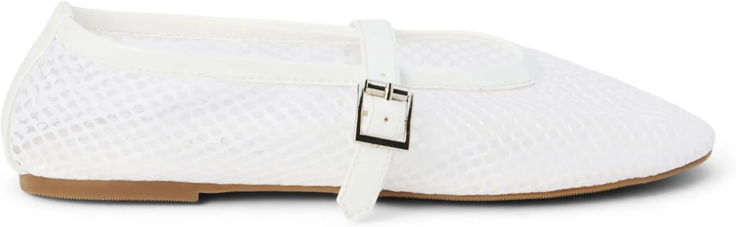 Coconuts by Matisse Womens Nolita Perforated Mary Jane Ballet Flats Casual - White