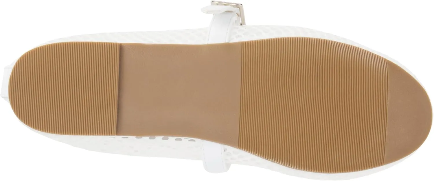 Coconuts by Matisse Womens Nolita Perforated Mary Jane Ballet Flats Casual - White