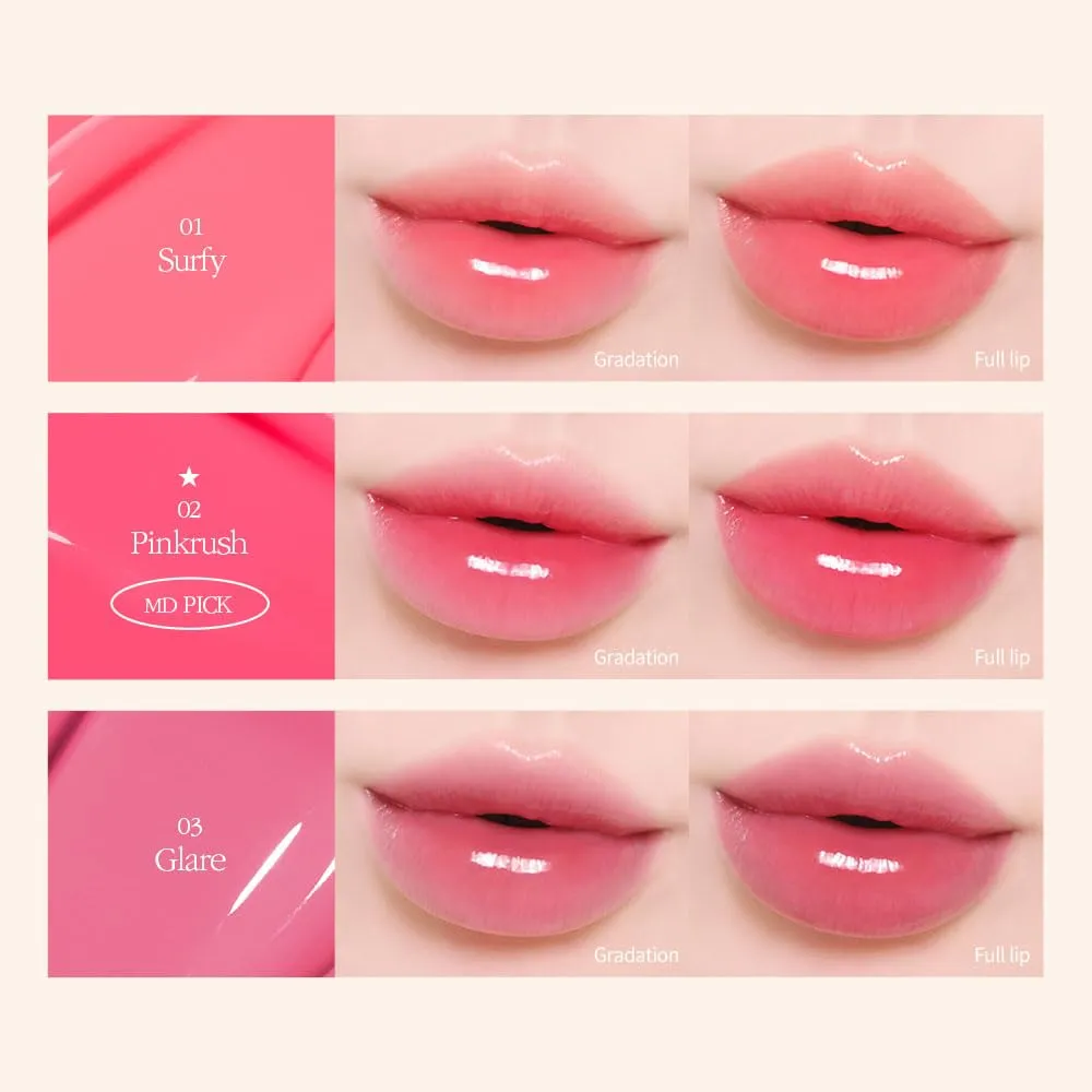 COSNORI Flow Wave Lip Tint - Vegan Glassy Lip Gloss, Lightweight & Long-lasting, Plant-derived Oil Moisturizer, K-Beauty (08 BEBE)