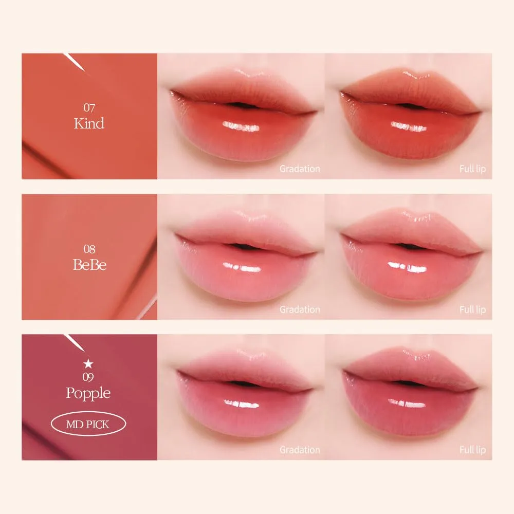 COSNORI Flow Wave Lip Tint - Vegan Glassy Lip Gloss, Lightweight & Long-lasting, Plant-derived Oil Moisturizer, K-Beauty (08 BEBE)