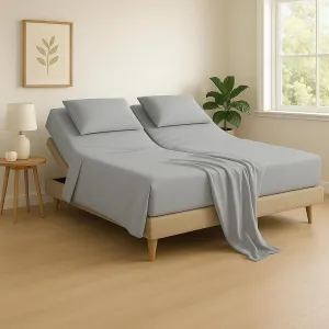 Cottingon,Premium 100% Egyptian Cotton,Flex Top King Sheets for Sleep Number Beds 16" Deep,King 34" - Light Grey
