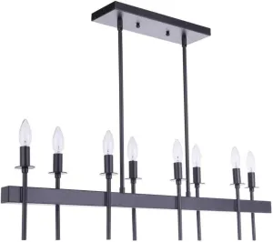 Craftmade 54378-FB Larrson Modern Candle Island Chandelier, 8-Light 480 Total Watts, 9"H x 5"W x 38"L, Flat Black