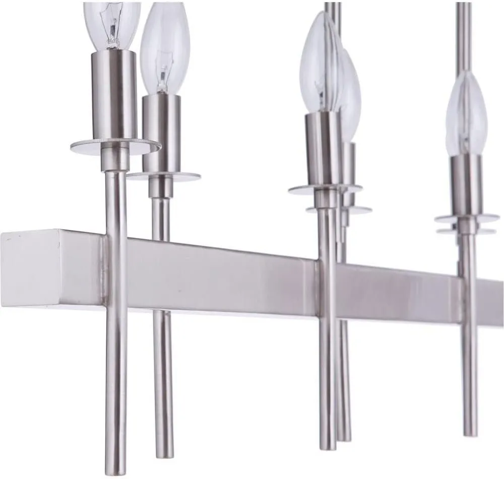 Craftmade 54378-FB Larrson Modern Candle Island Chandelier, 8-Light 480 Total Watts, 9"H x 5"W x 38"L, Flat Black