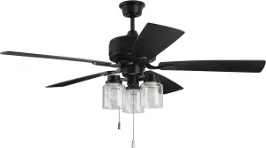 Craftmade KTE52FB5 Kate 52" Ceiling Fan with Lights, Flat Black