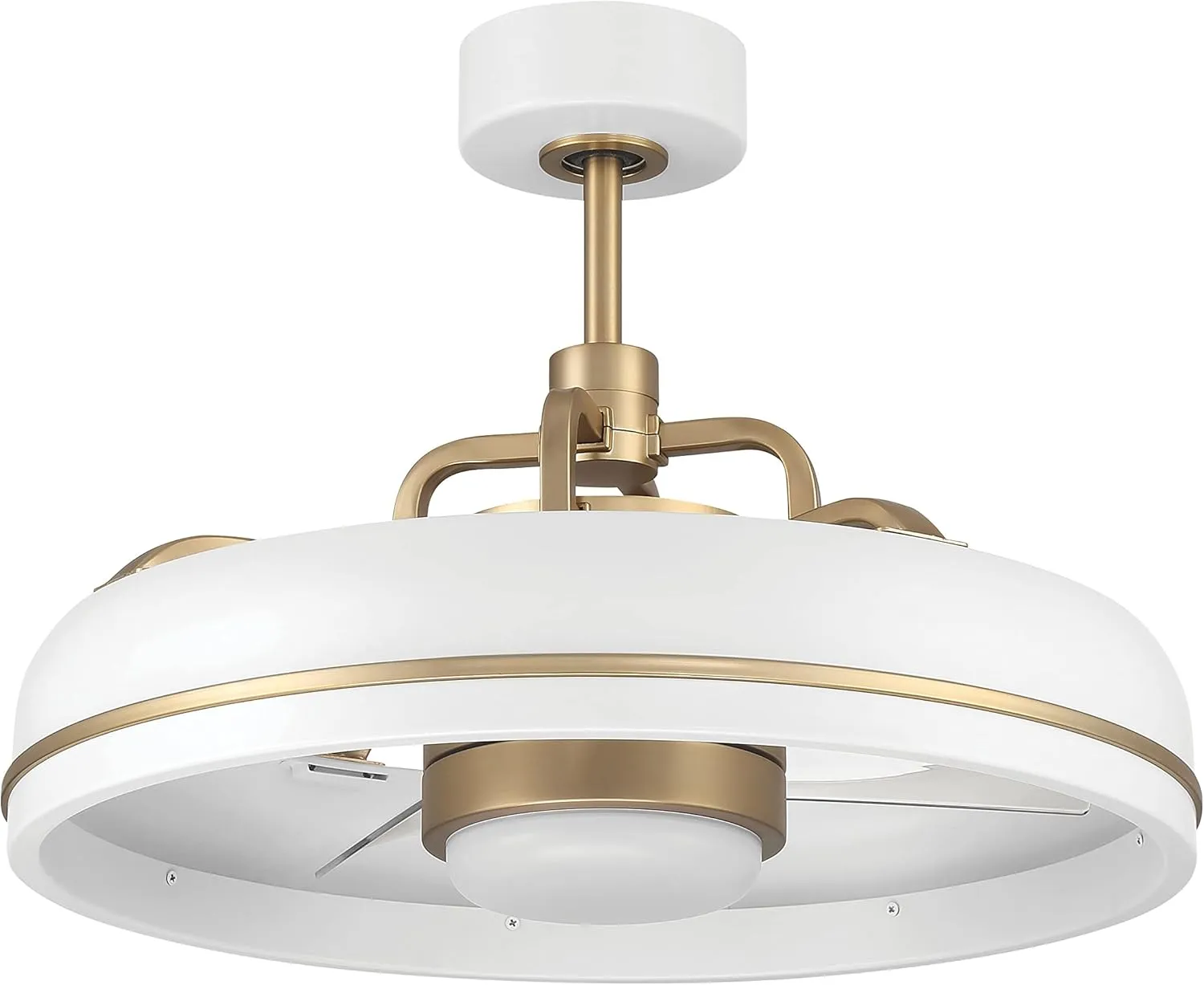 Craftmade Taylor 20" Dual Mount Indoor White/Satin Brass Finish Ceiling Fan, LED Light Kit, Remote Control Included, Smart WiFi Enabled with Voice Activation, works with Alexa & Smart Home Devices