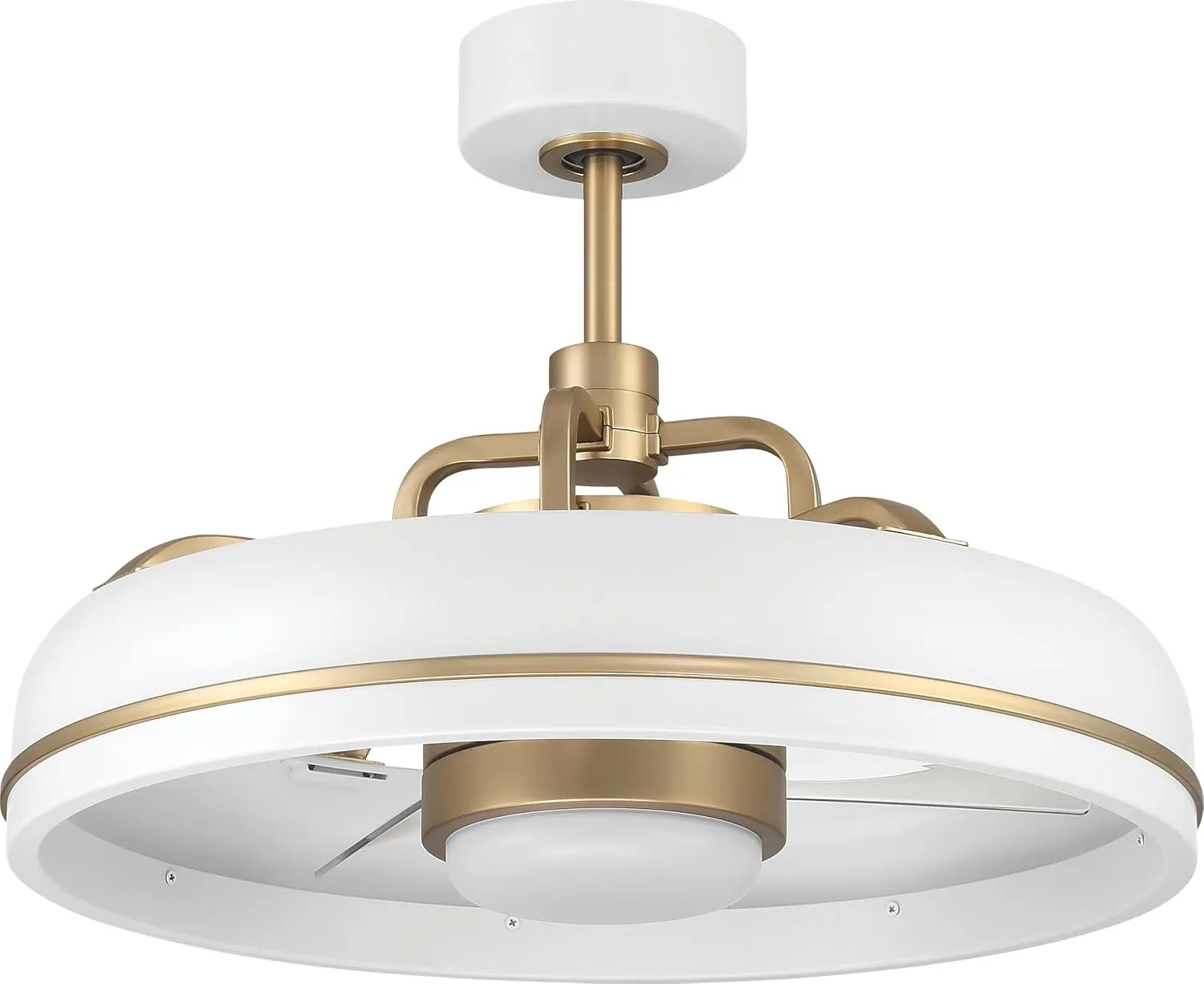 Craftmade Taylor 20" Dual Mount Indoor White/Satin Brass Finish Ceiling Fan, LED Light Kit, Remote Control Included, Smart WiFi Enabled with Voice Activation, works with Alexa & Smart Home Devices