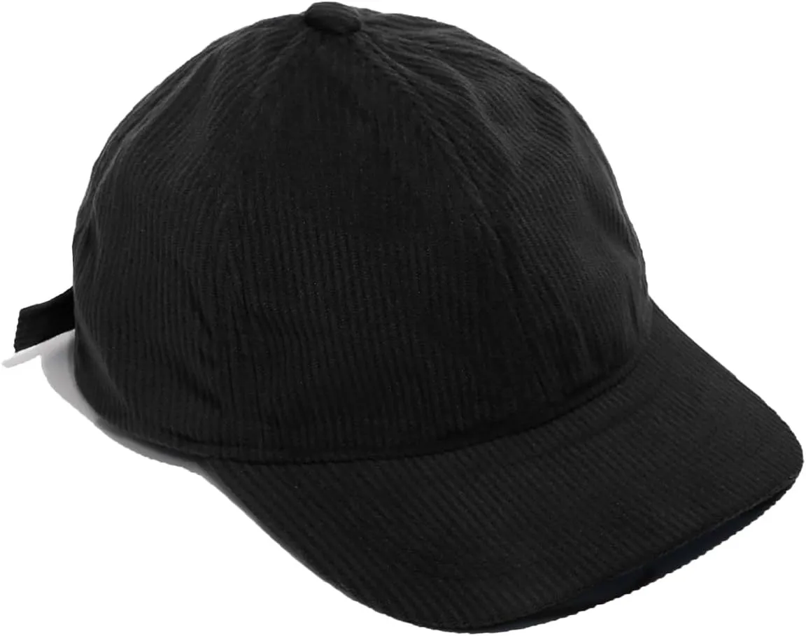 Croogo Flat Bill Cap Classic Corduroy Baseball Cap for Men Women Dad Hat 6 Panel Flat Brimmed Camper Hats Visor Sports Cap