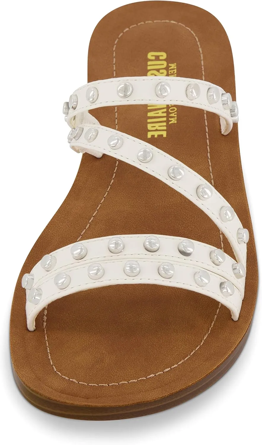 CUSHIONAIRE Women's Andrea strappy stud slide sandal  Memory Foam
