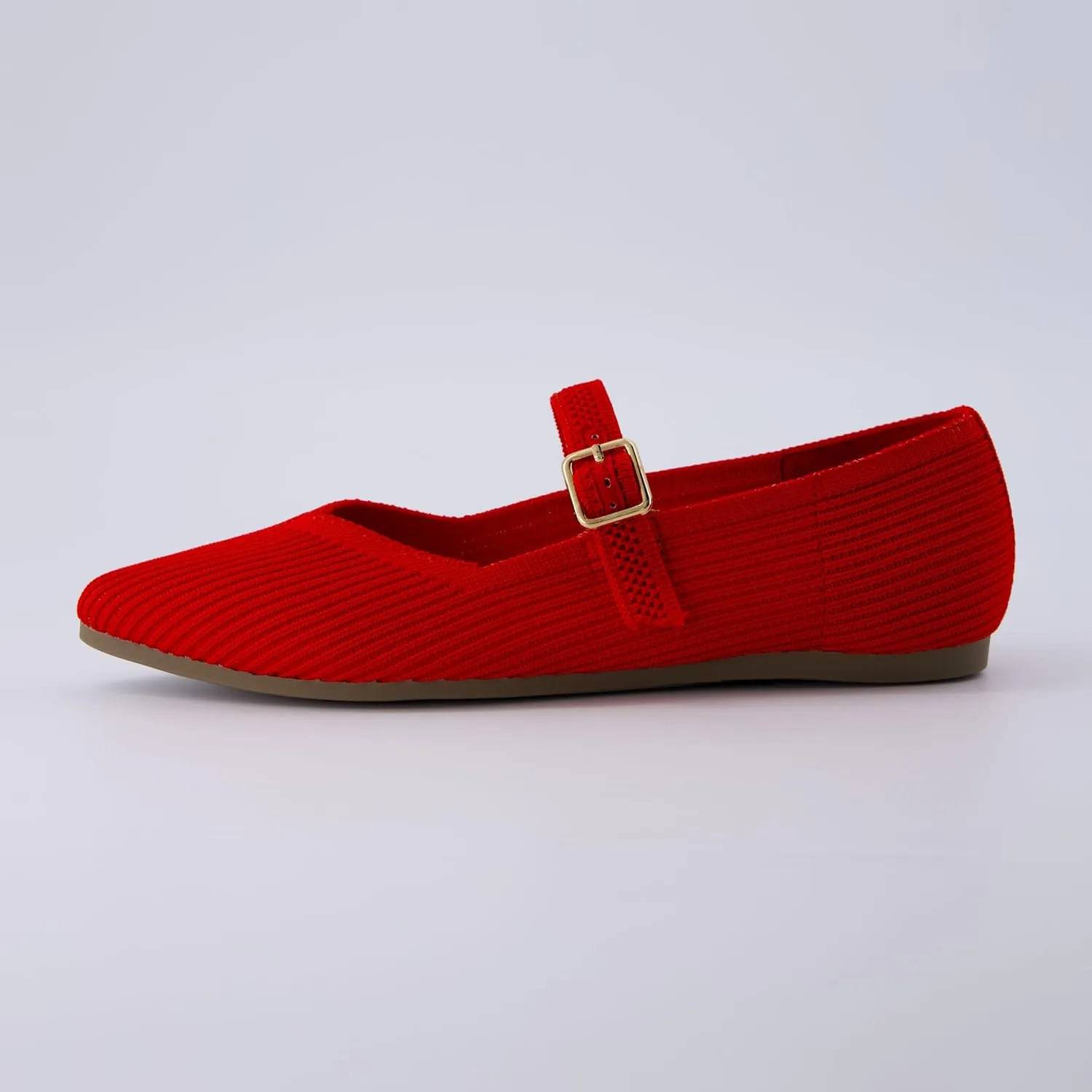 CUSHIONAIRE Women's Sonnet Mary Jane Knit Flat with  Memory Foam, Wide Widths Available