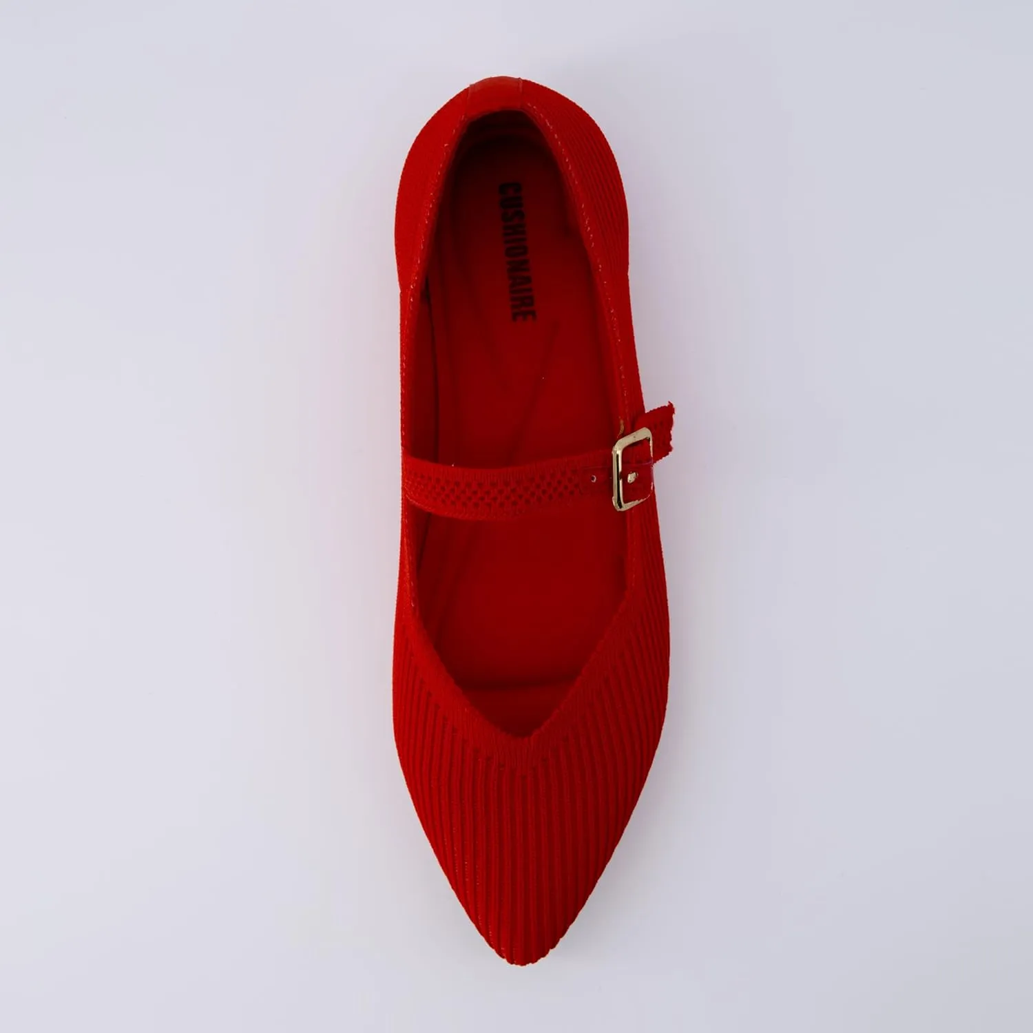 CUSHIONAIRE Women's Sonnet Mary Jane Knit Flat with  Memory Foam, Wide Widths Available