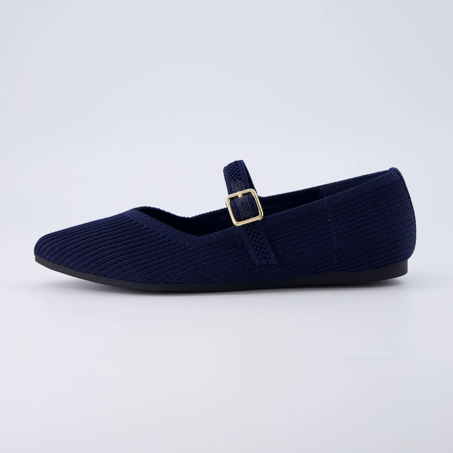 CUSHIONAIRE Women's Sonnet Mary Jane Knit Flat with  Memory Foam, Wide Widths Available
