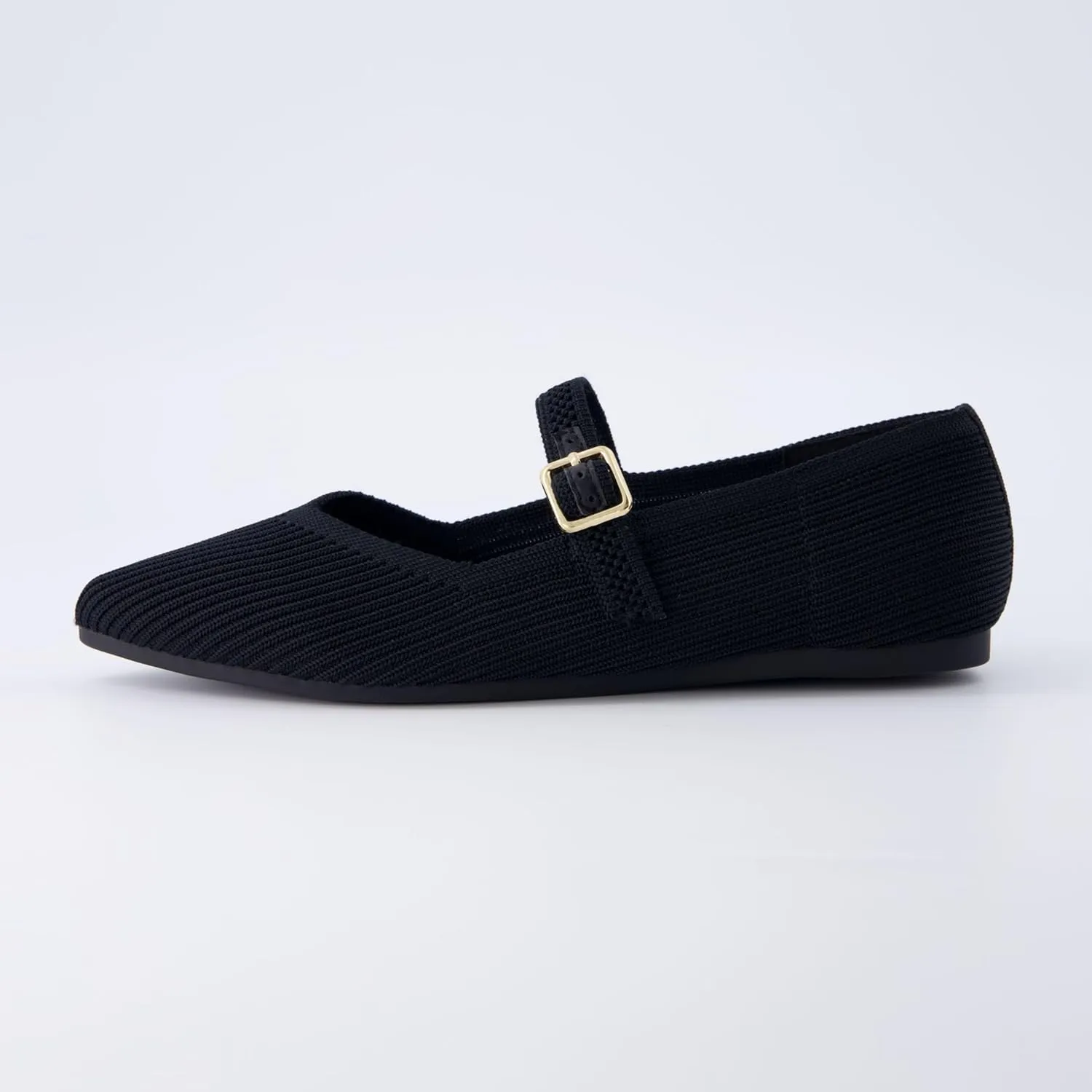 CUSHIONAIRE Women's Sonnet Mary Jane Knit Flat with  Memory Foam, Wide Widths Available
