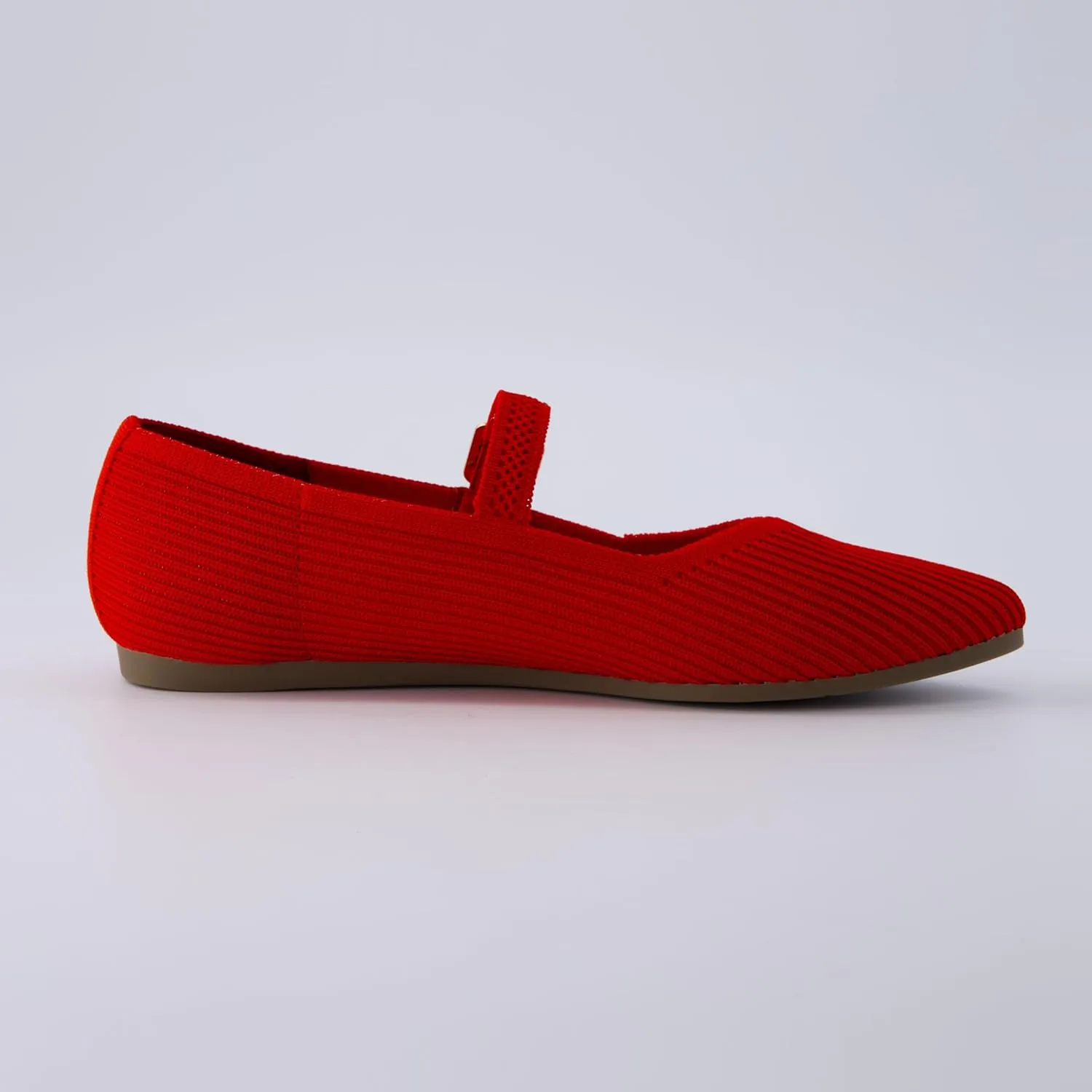 CUSHIONAIRE Women's Sonnet Mary Jane Knit Flat with  Memory Foam, Wide Widths Available