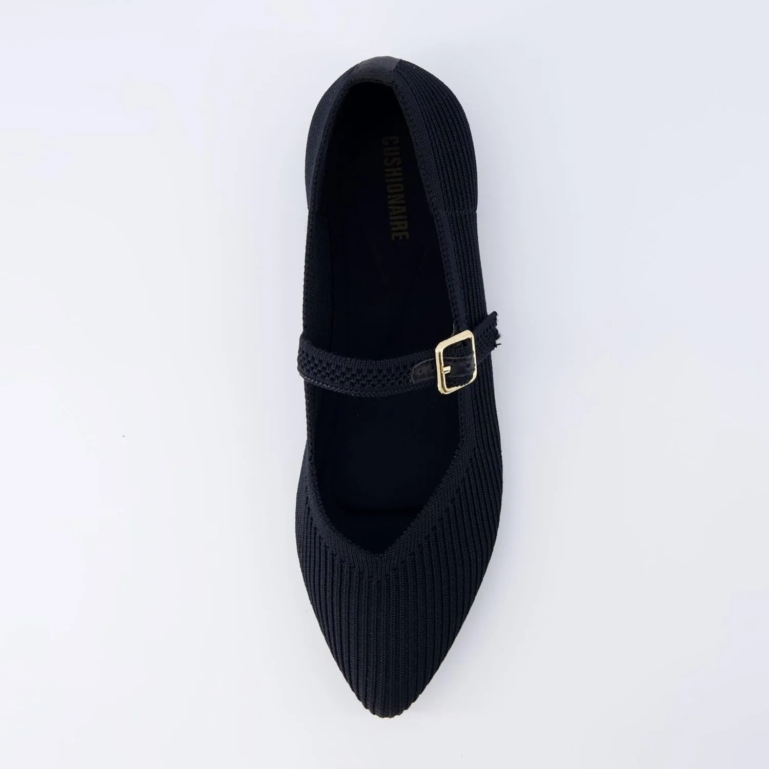 CUSHIONAIRE Women's Sonnet Mary Jane Knit Flat with  Memory Foam, Wide Widths Available